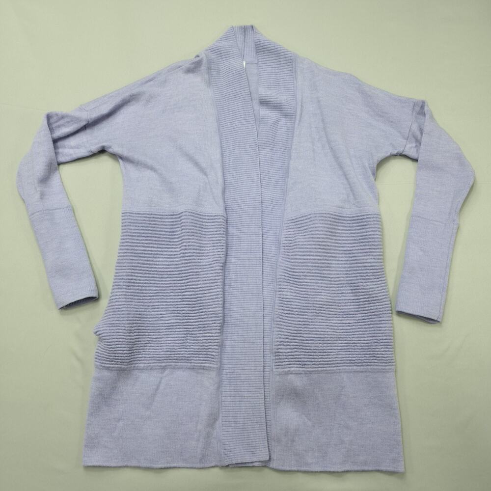 Lululemon Womens 4 Merino Wool Open Front Long Cardigan Wrap Sweater Luxury
